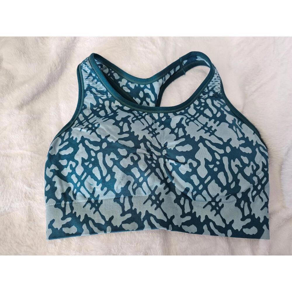 Girls Champion Sports Bra Size Large Padded Teal & Blue Pullover Athletic Gym